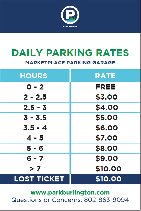 Burlington, VT Parking Garage Rates for Church St Marketplace